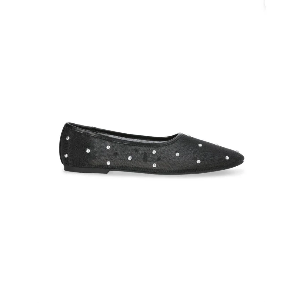 Scoop Studded Mesh Ballet Flats Size‎ 8 Black Slip-On Flats New NWT